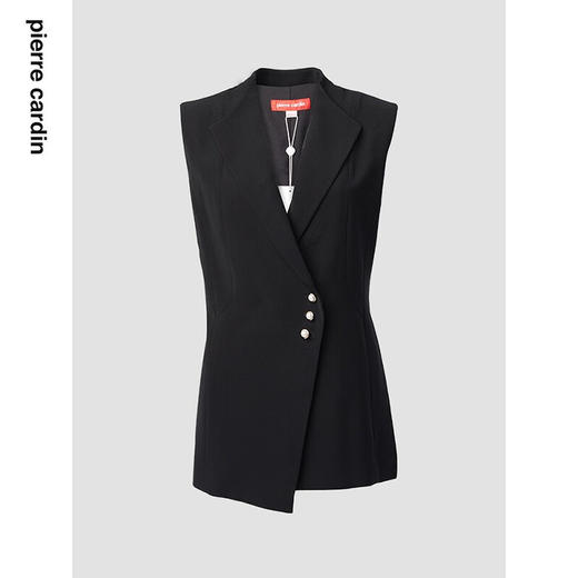 皮尔卡丹女装秋季新款简约通勤干练百搭黑色马甲P84JV62B0
 商品图0