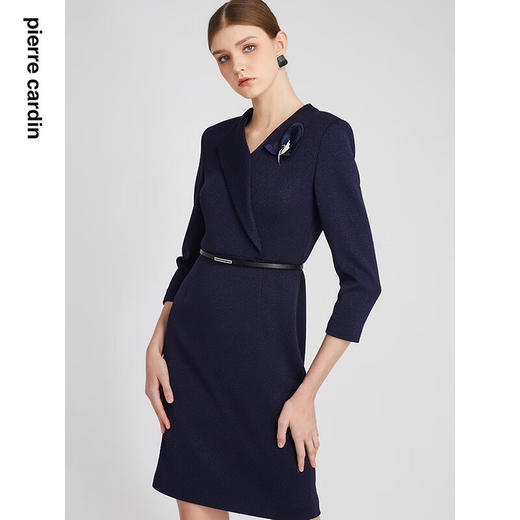皮尔卡丹女装连衣裙轻商务修身秋季通勤收腰连衣裙P2313E2915N0 商品图1