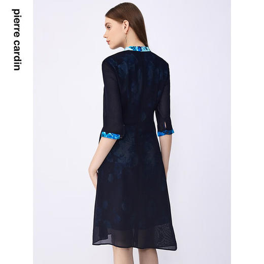 皮尔卡丹女装夏季新款通勤淑女修身双色连衣裙C32DL018
 商品图8