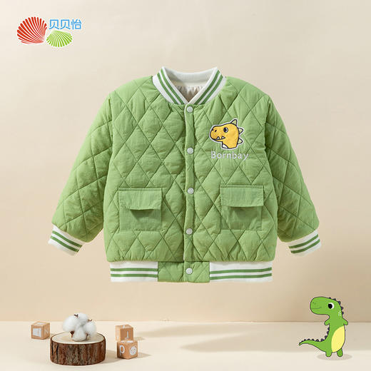 贝贝怡童装男童夹棉外套2024新款儿童加厚棒球服男孩秋冬洋气棉服ZB4DS026 商品图4