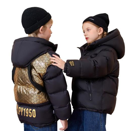 史努比儿童羽绒服2024秋冬新款黑色金标男女童加厚90白鸭绒羽绒服 商品图4