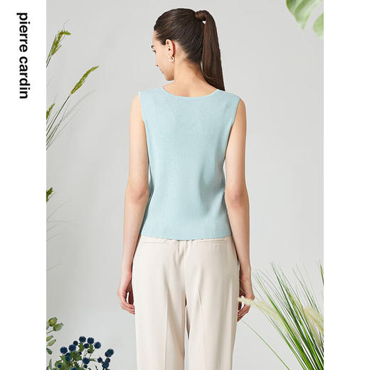 皮尔卡丹女装针织衫绿色无袖背心百搭打底衫内搭P3199K3165G1
 商品图2