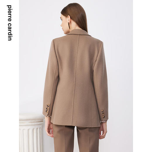 皮尔卡丹女装毛呢外套驼色西服款式纯羊毛短款大衣P3443C3410M0
 商品图2
