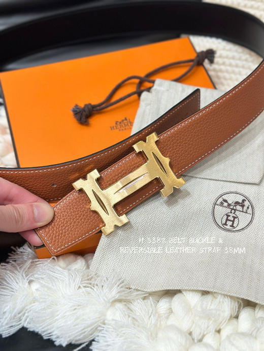 秋冬特惠💰350 【爱马仕】男士腰带 H 5382 BELT BUCKLE & REVERSIBLE LEATHER STRAP 带身宽3.8cm 商品图4