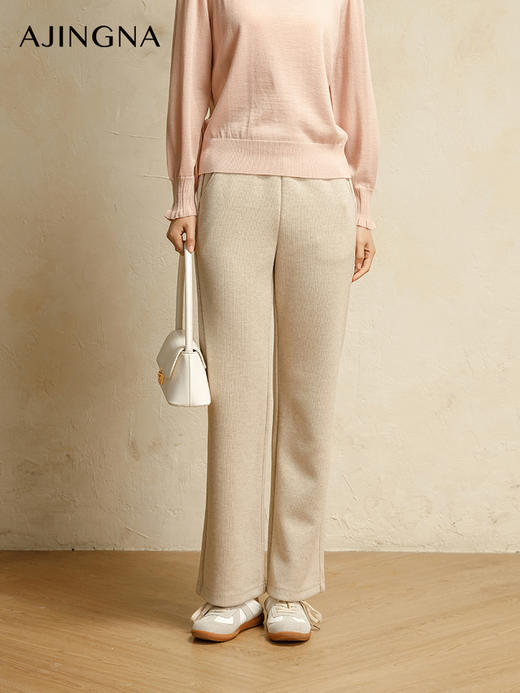 【商场同款】阿菁娜2024冬季新款毛呢针织直筒裤A29D210021 商品图1