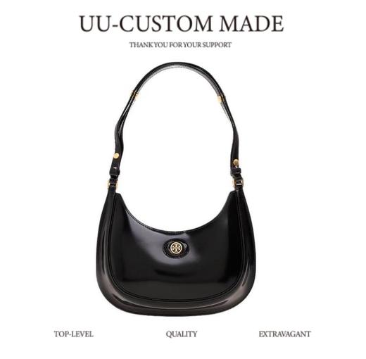 TORY BURCH 汤丽柏琦 Robinson 磁扣开合可调节肩带 牛皮皮革 腋下包新月包手提单肩包 女款 黑色（CB） 商品图0