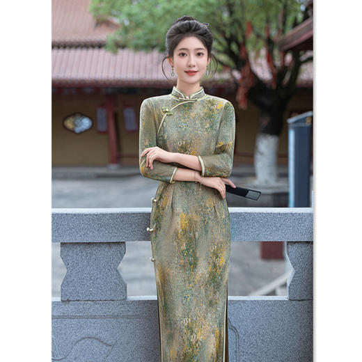 复古国风改良，中式长款七分袖旗袍GX-281937 商品图2