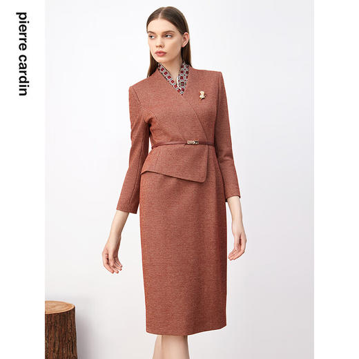 皮尔卡丹女装连衣裙都市职业修身通勤假两件连衣裙P3434E3867J3
 商品图3