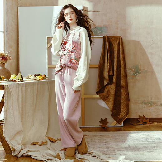 两三事 在途旅笺 2024秋季新款百搭抽绳绑带运动休闲裤女宽松 商品图3