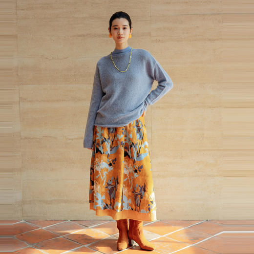 绽放旅行女装661朵/秋冬山羊绒圆弧领宽松慵懒套头毛衫保暖针织衫 商品图1