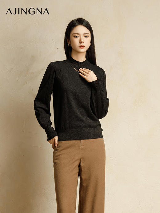 【商场同款】阿菁娜冬季新款半高花边领温暖毛衫A30Q301026 商品图1