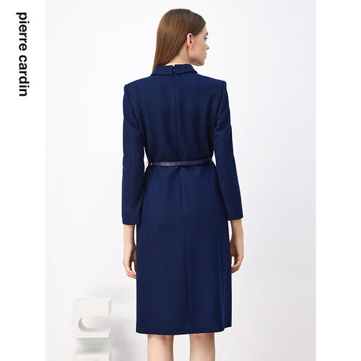 皮尔卡丹女装连衣裙秋冬蓝色长袖长款端庄气质羊毛裙P3410E3933N0 商品图2