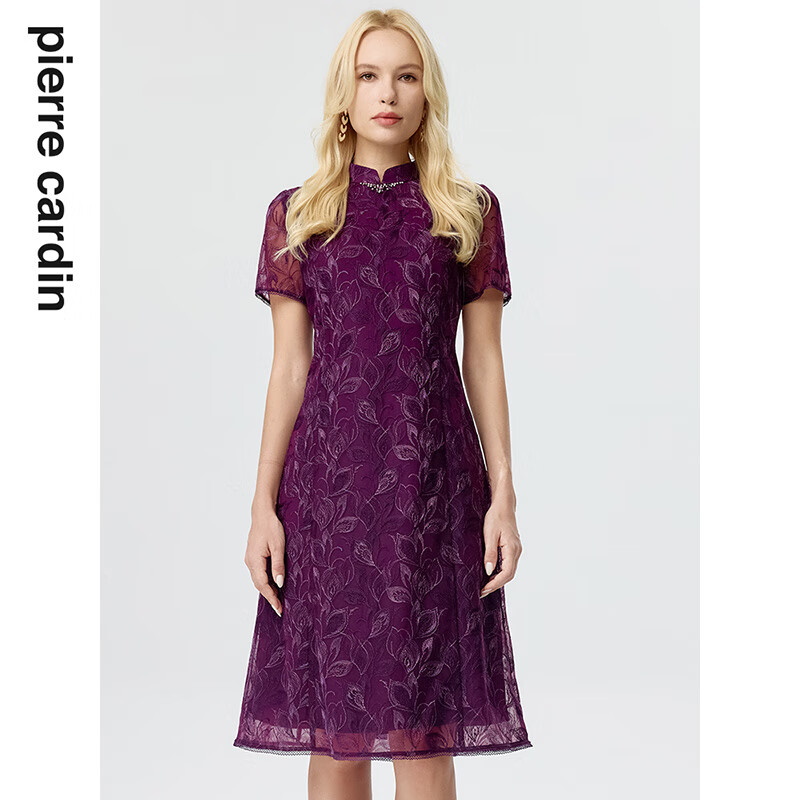 皮尔卡丹女装连衣裙夏季新中式气质宴会刺绣旗袍裙P3223D3072Z2
