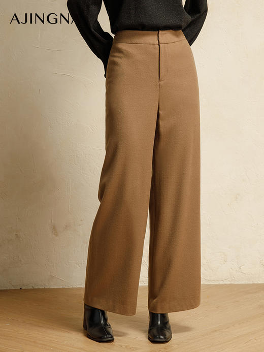 【商场同款】阿菁娜2024冬季新款高腰精致羊毛直筒裤A29D110003 商品图1