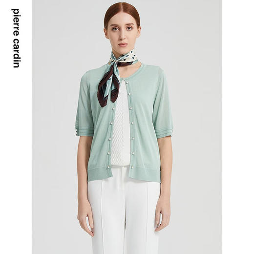 皮尔卡丹女装春季新款简约百搭清爽短袖针织衫P2299K2204G0
 商品图0