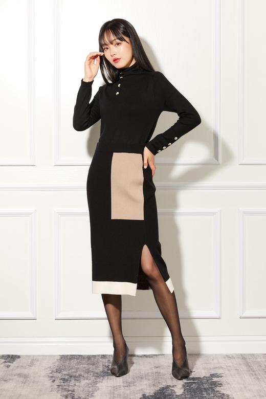 Le Malene 撞色简约拼接半裙 11012 商品图1