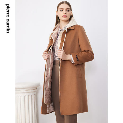 皮尔卡丹女装毛呢外套高原山羊绒爆款廓形双面呢大衣P3414C3979M0
 商品图1