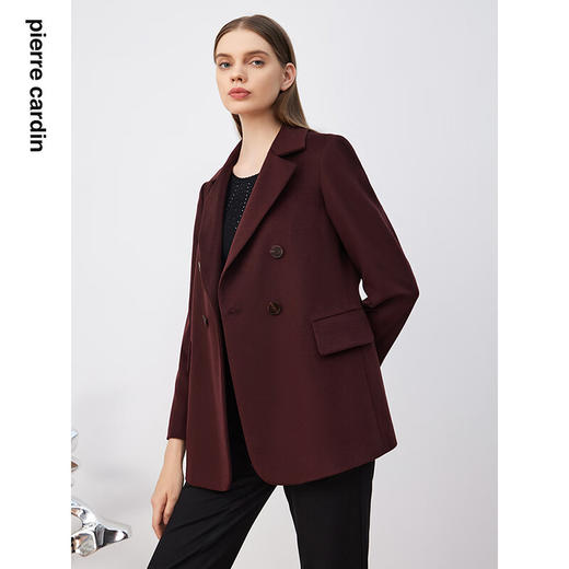 皮尔卡丹女装西服羊绒双面呢高级感通勤保暖上衣外套P3455U3932K0
 商品图3