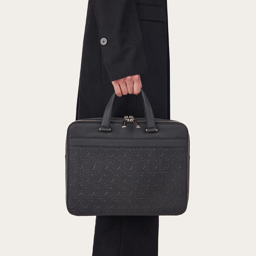 FERRAGAMO 菲拉格慕 男士徽标压花公文包 黑色 24 1364 763369 商品图3