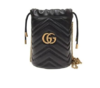 GUCCI古驰 GG Marmont系列 马蒙 金标Logo抽绳 绗缝皮革 水桶包链条包斜挎单肩包 迷你 女款黑色 商品缩略图0