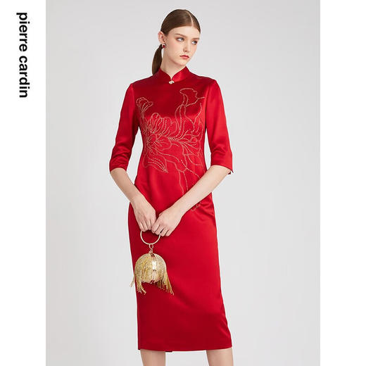 皮尔卡丹女装连衣裙复古绣花高级感宴会礼服旗袍裙P2306E2990R0 商品图1