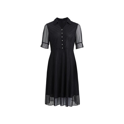 皮尔卡丹女装连衣裙夏季网纱百褶淑女短袖通勤A字裙P2237D2021B0
 商品图4