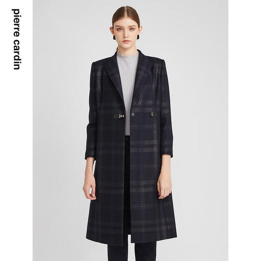 皮尔卡丹女装毛呢外套冬高级感大翻领苏格兰格纹大衣P2417C2995N3
 商品图0