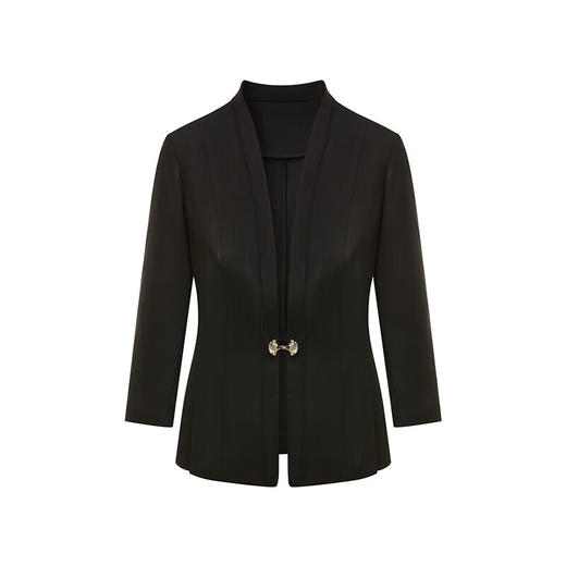 皮尔卡丹女装春季新款绿色白色长袖西服外套精致上衣C41UL04
 商品图6