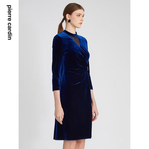 皮尔卡丹女装秋新款复古典雅丝绒长袖连衣裙P2320E2984L0
 商品图1