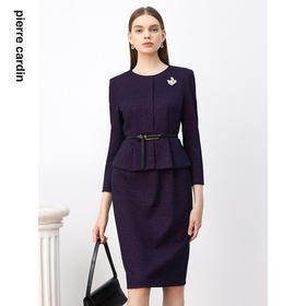 皮尔卡丹女装连衣裙职业长袖秋季通勤假两件P3425E3993Z3
