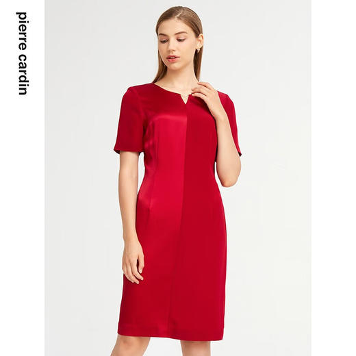皮尔卡丹女装连衣裙简约时尚礼服小V领场合A字裙P1290D1122R0
 商品图2