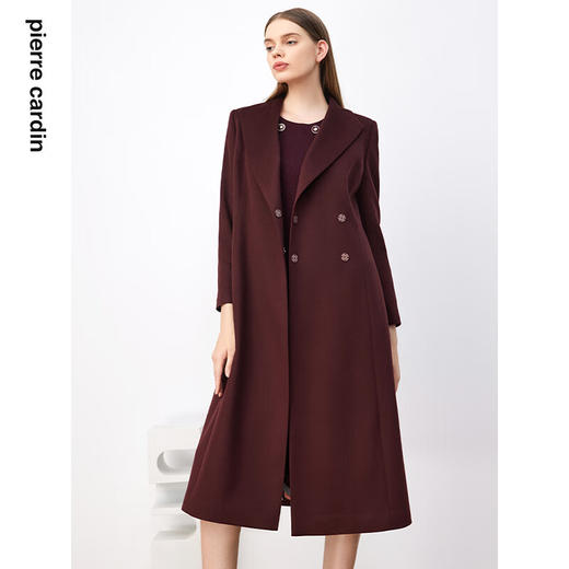 皮尔卡丹女装毛呢外套秋冬季大码高级感中长法式大衣P3455C3996K0
 商品图3