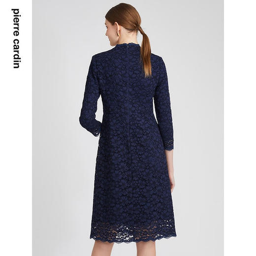 皮尔卡丹女装连衣裙蕾丝拼接淑女长款七分袖通勤裙子P2323E2940N0
 商品图3