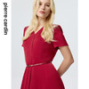 皮尔卡丹女装连衣裙红色短袖简约法式V领收腰显瘦裙P3220D3074R0
 商品缩略图3