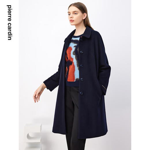 皮尔卡丹女装毛呢外套冬季新款翻领复古羊毛保暖大衣P3469C3991N0
 商品图3