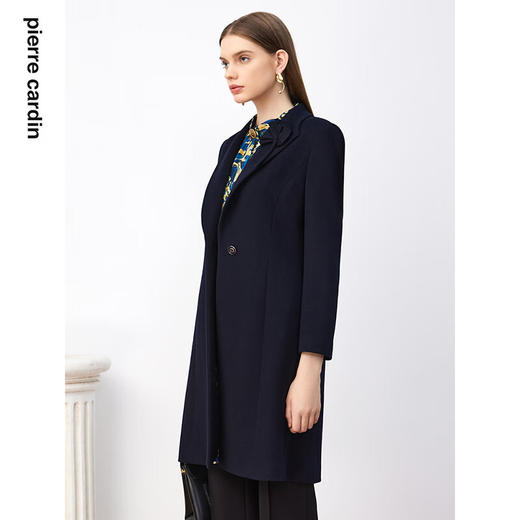 皮尔卡丹女装大衣经典翻领藏蓝色通勤一粒扣大衣P3450C3965N2
 商品图1