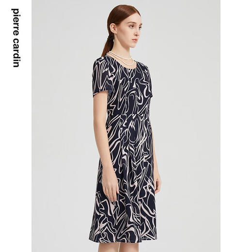 皮尔卡丹女装连衣裙印花短袖圆领气质通勤百搭A字裙P2233D2137N3
 商品图1