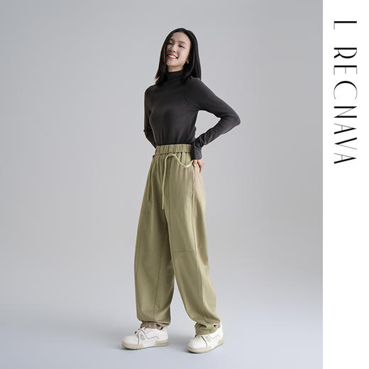 【天丝+棉】加薄绒 麻花腰绳休闲直筒裤 有裤型无腿型显高显瘦阔腿裤 商品图4