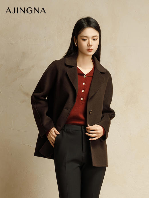 【商场同款】阿菁娜2024冬季新款经典优雅廓形大衣A30D211018 商品图1