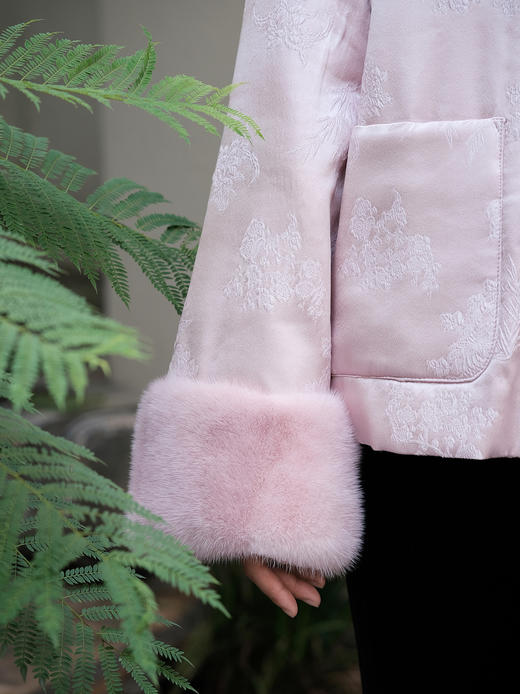 盛唐牡丹|银粉梅兰竹菊冠乐绉配水貂毛棉服 商品图2