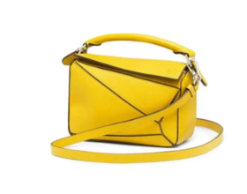 LOEWE罗意威 Puzzle 拼接设计经典糖果色 小牛皮 几何包拼图包单肩斜挎手提包 迷你  女款 黄色