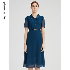 皮尔卡丹女装夏季新款复古优雅修身连衣裙P2215D2131G0
