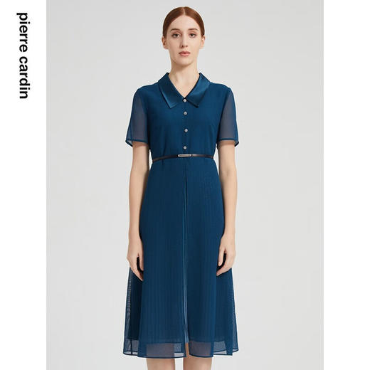 皮尔卡丹女装夏季新款复古优雅修身连衣裙P2215D2131G0
 商品图0