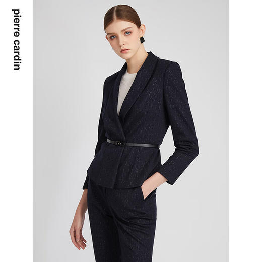 皮尔卡丹女装短外套修身设计感蓝色复古通勤上衣外套P2402U2944L5
 商品图3