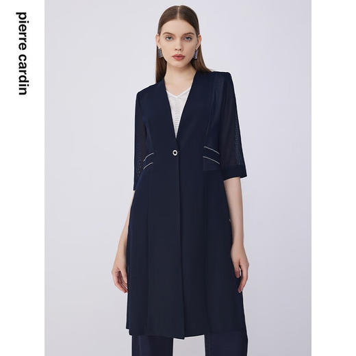 皮尔卡丹女装风衣简约知性轻薄通勤七分袖风衣P2215G2034N0
 商品图4