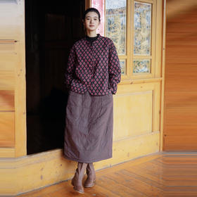 绽放797朵/秋冬*棉轻薄夹棉绗线抽绳系带全腰松紧半身中长裙