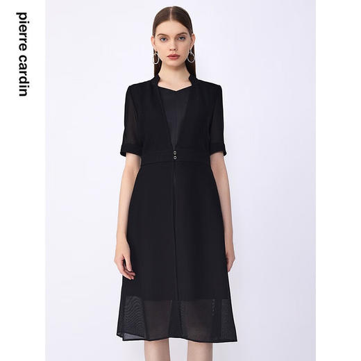 皮尔卡丹女装夏季新款通勤职业干练修身连衣裙C32DS030
 商品图0