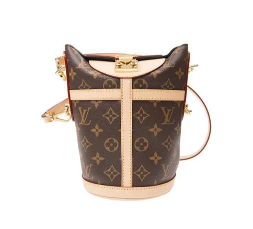 LOUIS VUITTON Duffe 经典老花印花标志性S-Lock锁扣可拆卸肩带 涂层帆布拼牛皮革 薯条包单肩斜挎手提包 女款 棕色拼粉色 商品图0