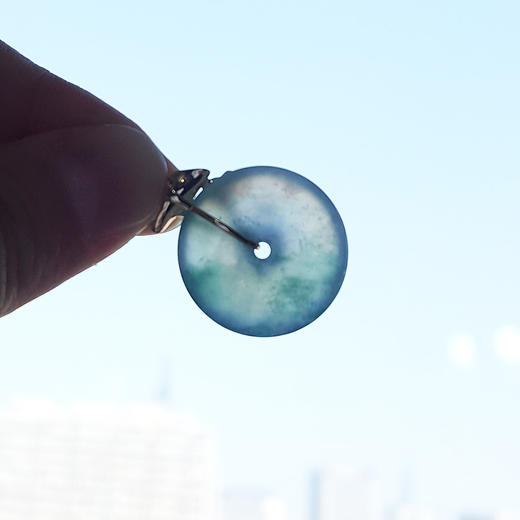 【天然正品】A货翡翠AU750精品黄金镶天然冰种飘花平安扣翡翠（吉祥、如意）吊坠项链中性现售价：7280！281024XY10 商品图8