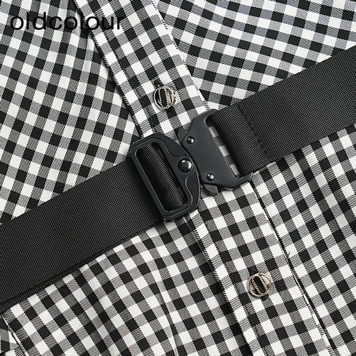 oldcolour春秋款气质百搭休闲收腰格子衬衫中外套女GO31042846 商品图3